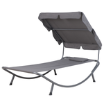 Gartenliege Stahl grau Sonnendach verstellbar TERNO