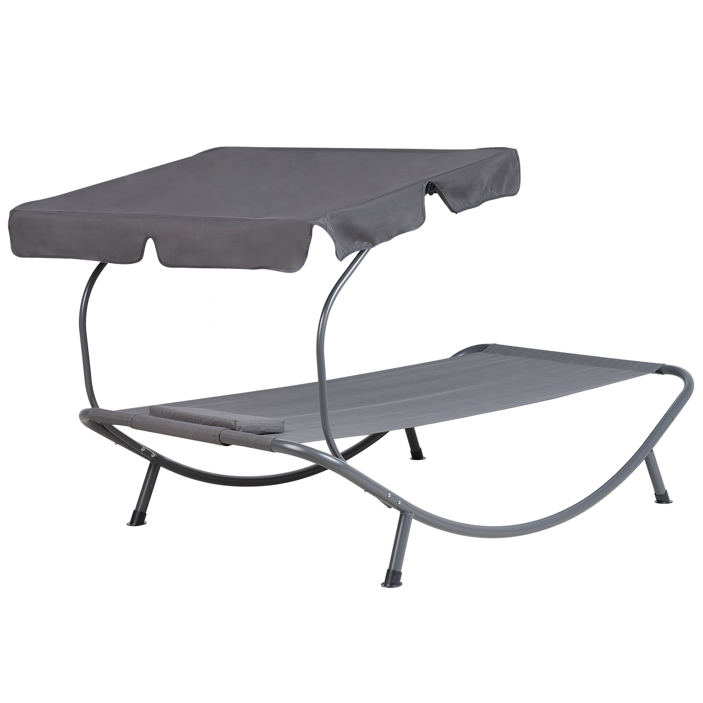 Gartenliege Stahl grau Sonnendach verstellbar TERNO