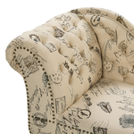 Chaiselongue Polsterbezug beige Druckstoff linksseitig NIMES