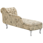 Chaiselongue Polsterbezug beige Druckstoff rechtsseitig NIMES