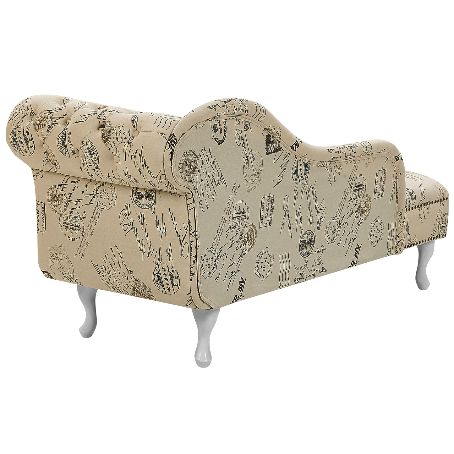 Chaiselongue Polsterbezug beige Druckstoff rechtsseitig NIMES