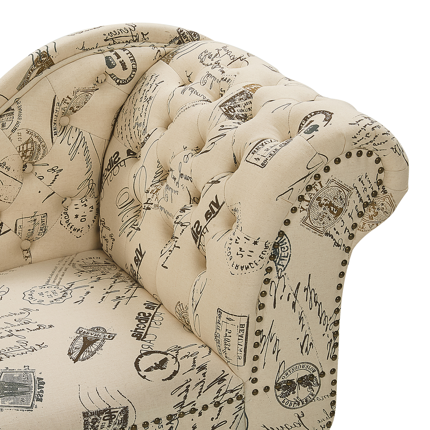 Chaiselongue Polsterbezug beige Druckstoff rechtsseitig NIMES