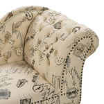 Chaiselongue Polsterbezug beige Druckstoff rechtsseitig NIMES