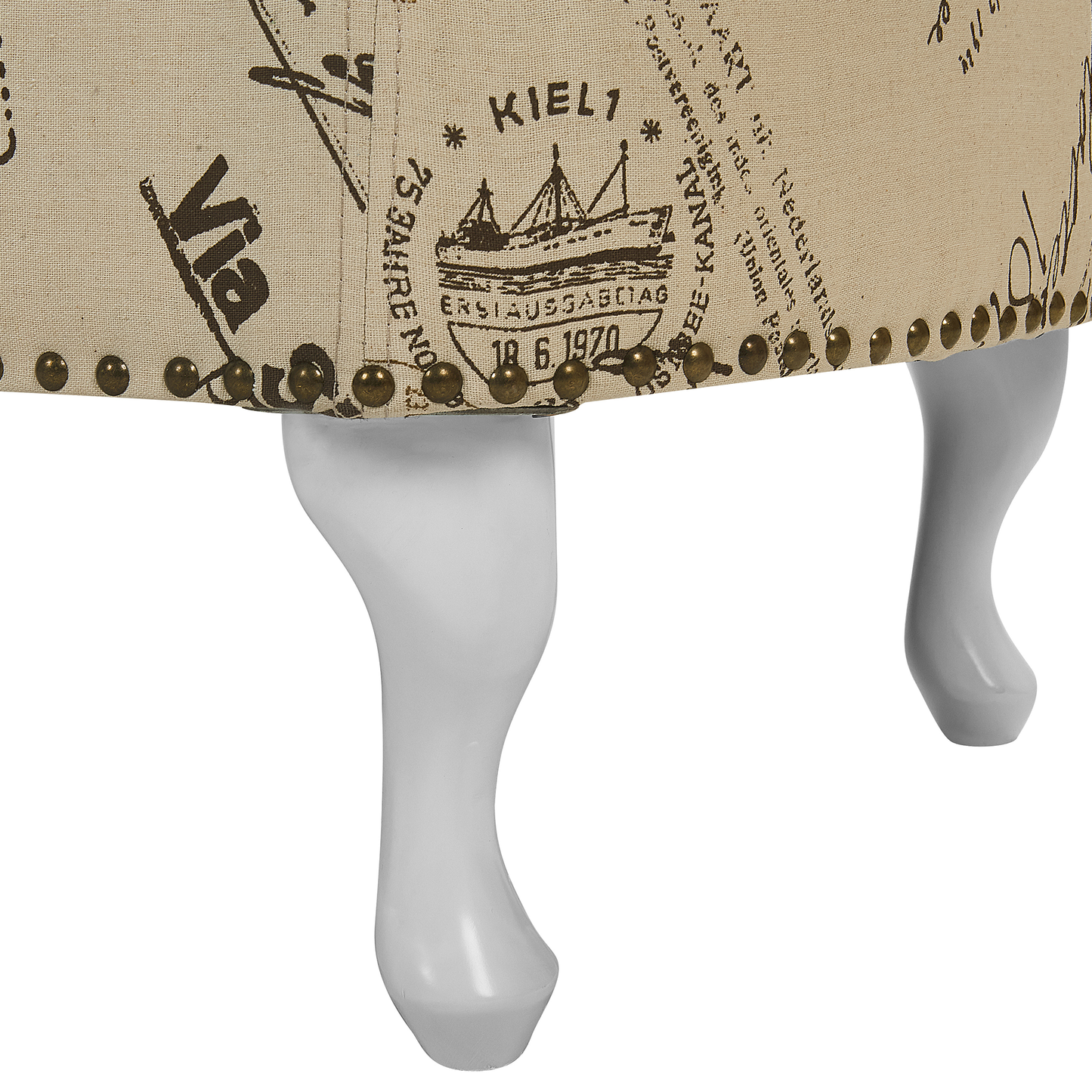 Chaiselongue Polsterbezug beige Druckstoff rechtsseitig NIMES