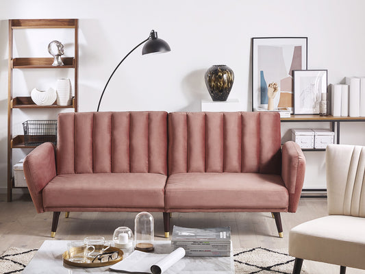 3-Sitzer Schlafsofa Samtstoff rosa VIMMERBY