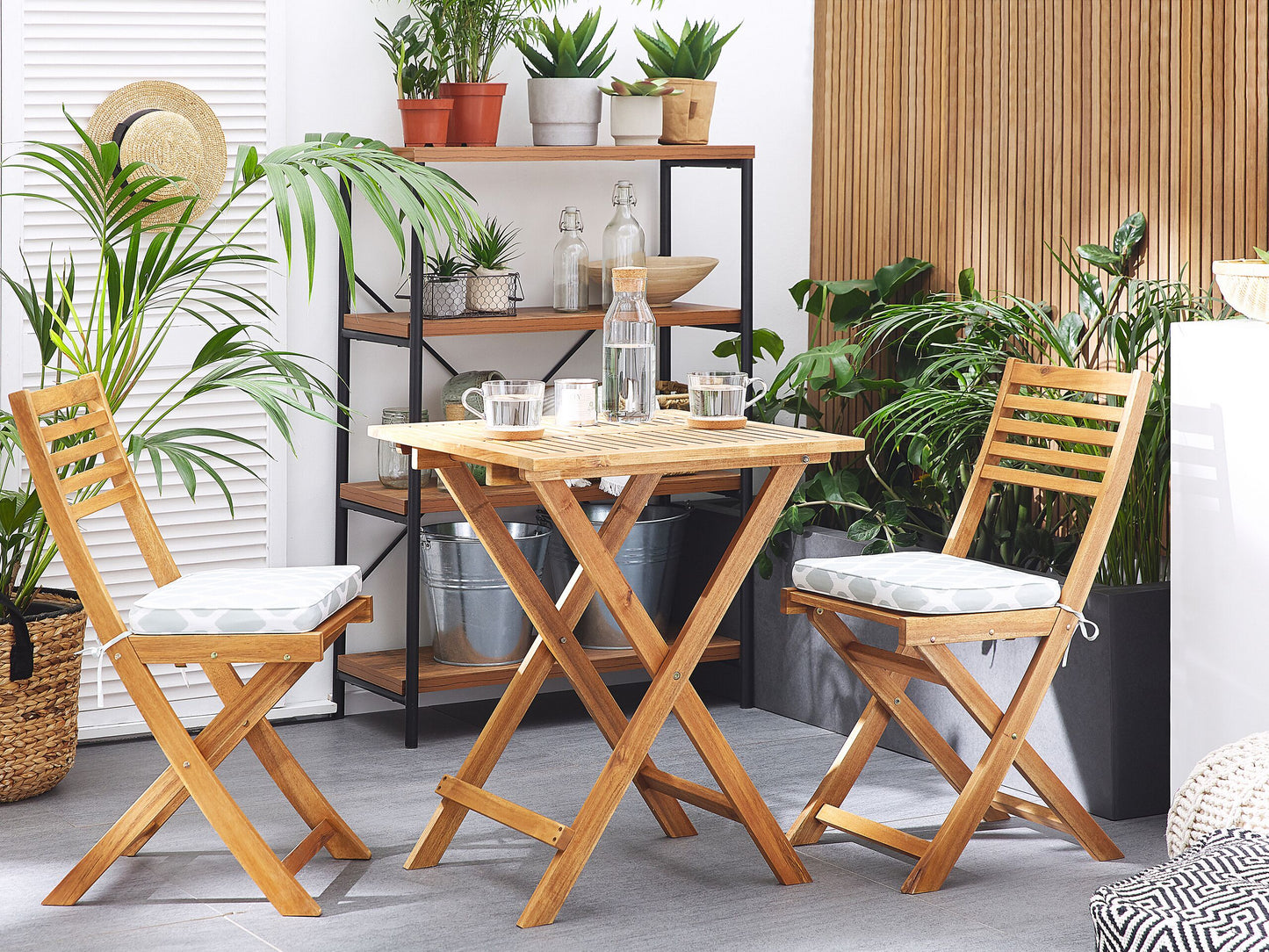 Bistro Set inkl. Kissen klappbar FIJI Holz Mintgrün