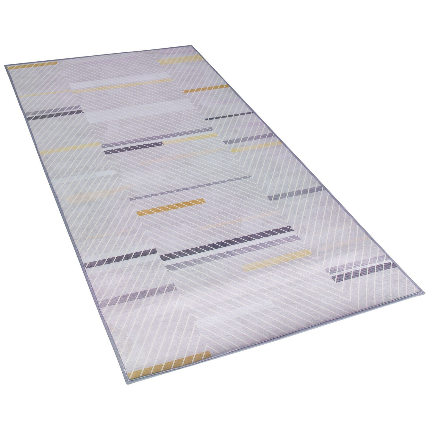 Teppich grau-gelb 80 x 150 cm Streifenmuster Kurzflor ERGENLI