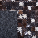 Teppich Kuhfell braun / silber 160 x 230 cm geometrisches Muster Kurzflor AKKESE