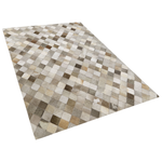 Teppich Kuhfell grau / braun 140 x 200 cm kariertes Muster Kurzflor BANAZ