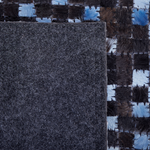 Teppich Kuhfell braun / blau 160 x 230 cm Patchwork Kurzflor IKISU