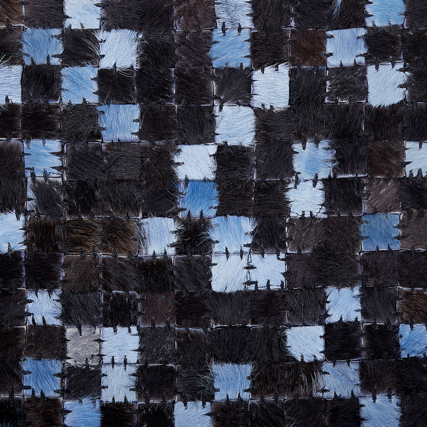Teppich Kuhfell braun / blau 160 x 230 cm Patchwork Kurzflor IKISU