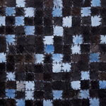 Teppich Kuhfell braun / blau 160 x 230 cm Patchwork Kurzflor IKISU