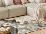 Teppich Kuhfell grau / weiss 140 x 200 cm geometrisches Muster Kurzflor SASON