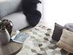 Teppich Kuhfell grau / weiss 160 x 230 cm geometrisches Muster Kurzflor SASON