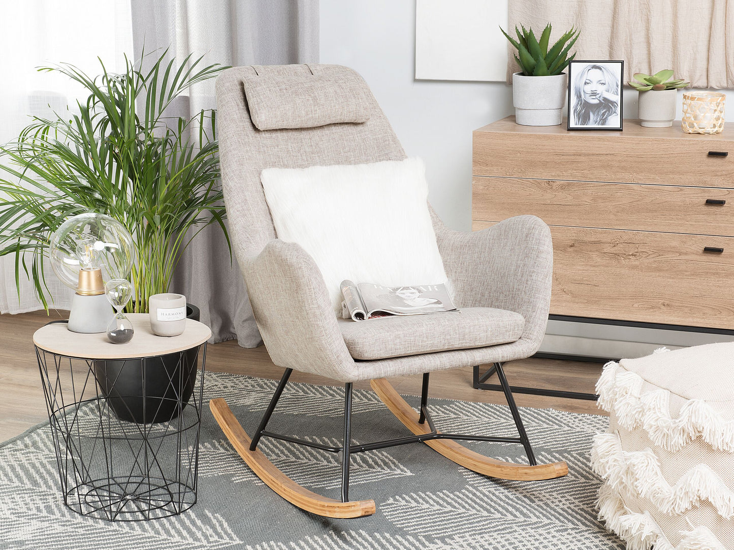 Schaukelsessel ARRIE Stoff Hellbeige