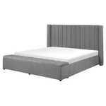 Bett mit Stauraumbank Samtstoff NOYERS 160 x 200 cm Grau