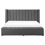 Bett mit Stauraumbank Samtstoff NOYERS 160 x 200 cm Grau