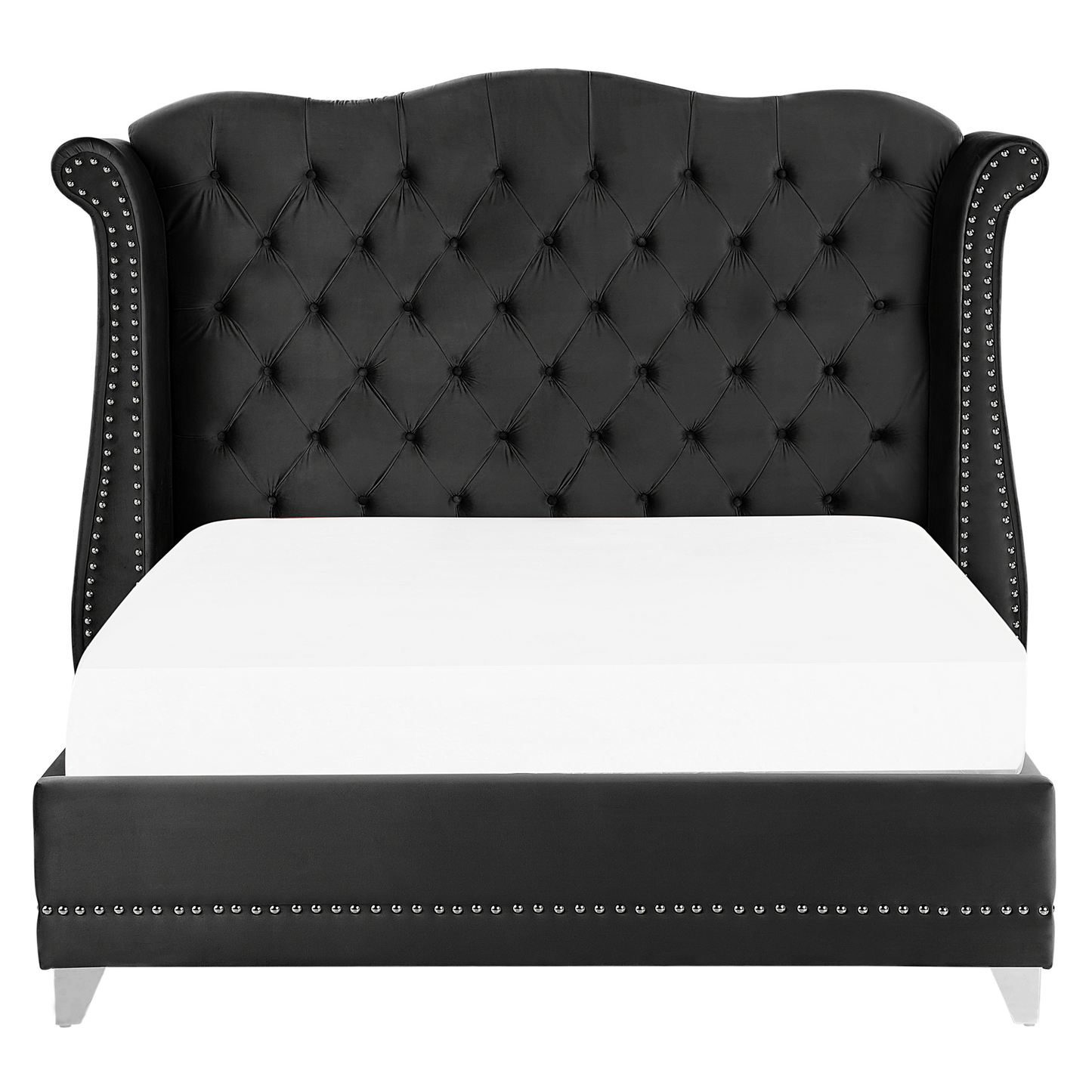 Bett mit Lattenrost Samtstoff AYETTE 160 x 200 cm Schwarz