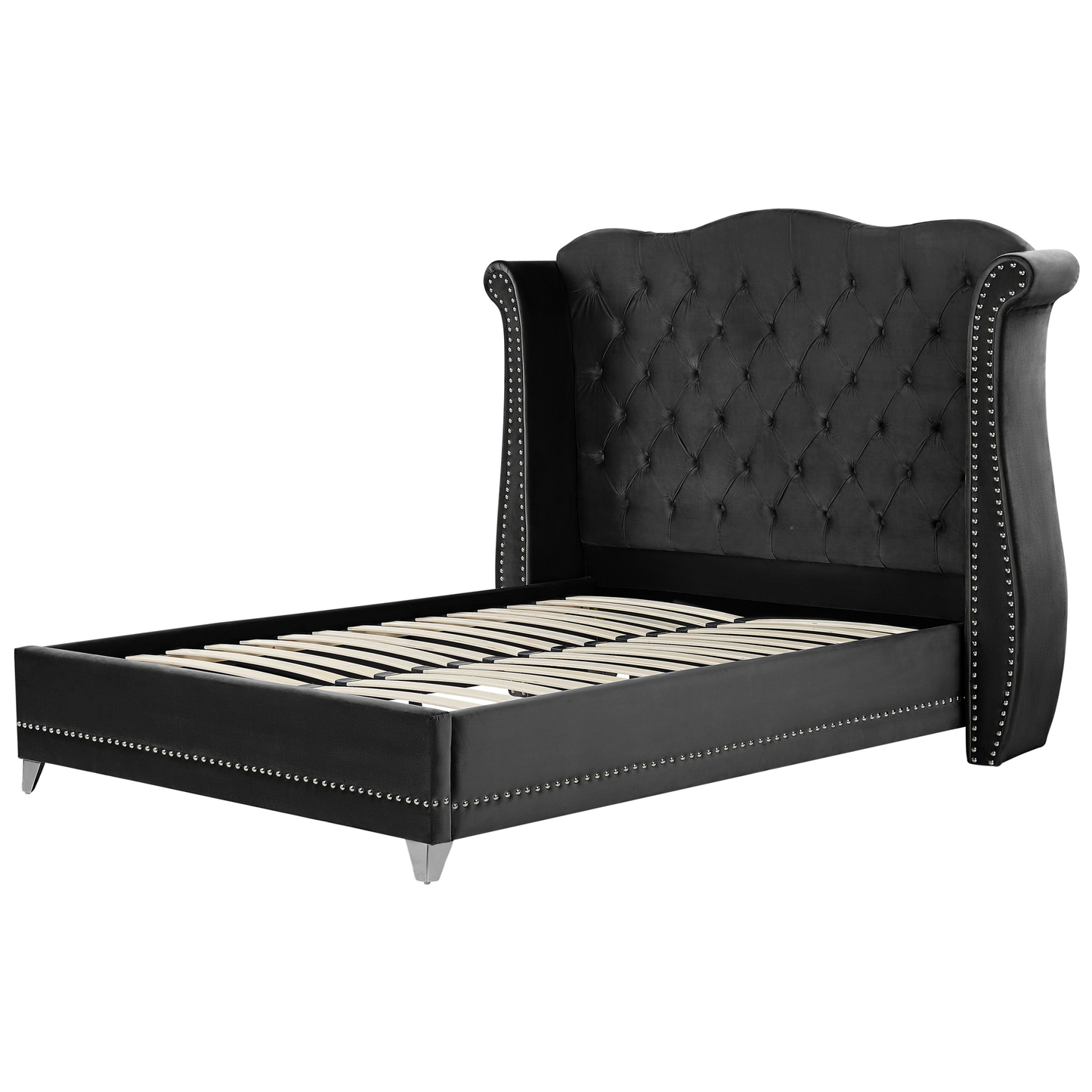 Bett mit Lattenrost Samtstoff AYETTE 160 x 200 cm Schwarz