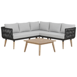Garten Ecksofa mit Tisch 5-Sitzer ALCAMO linksseitig Akazienholz Schwarz