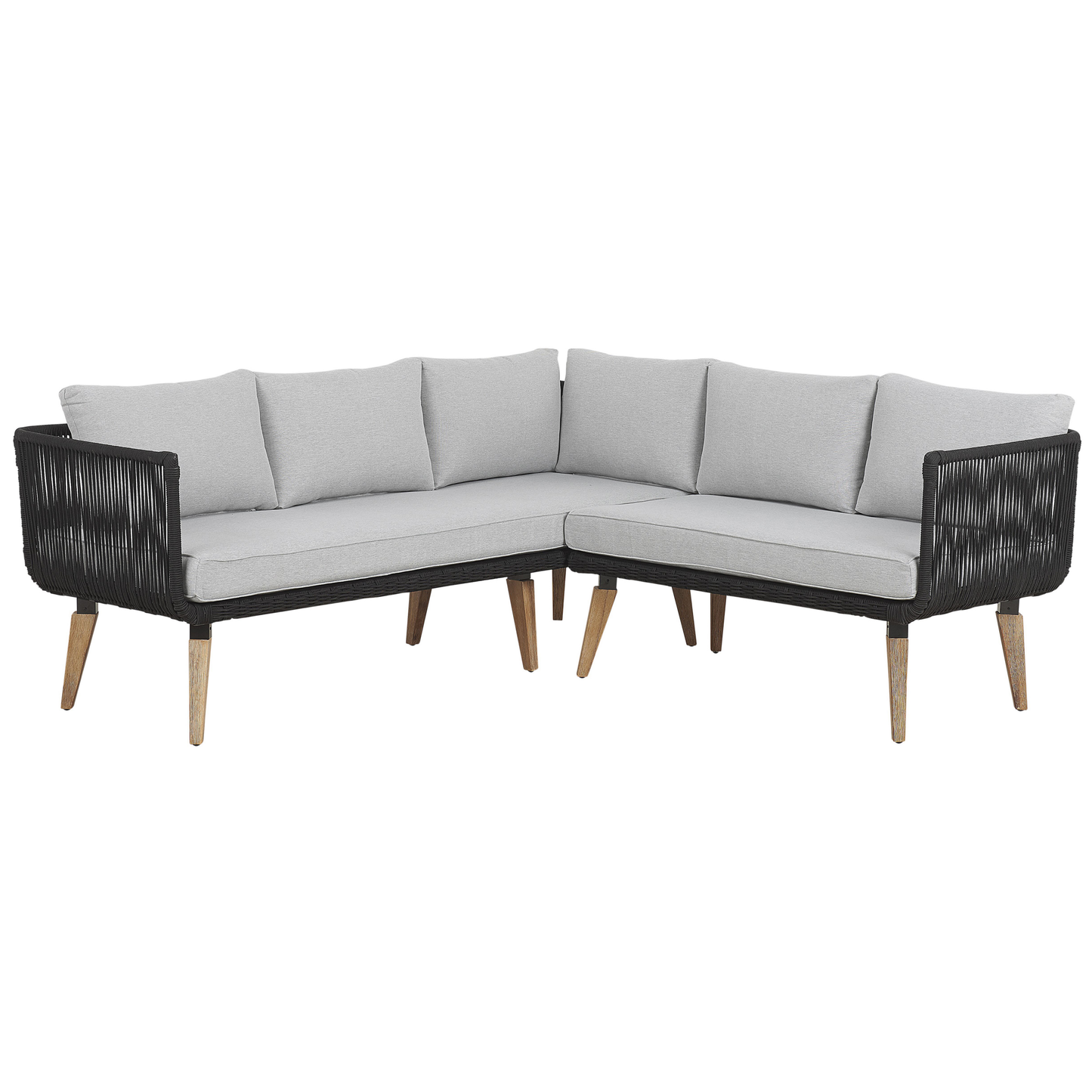 Garten Ecksofa mit Tisch 5-Sitzer ALCAMO linksseitig Akazienholz Schwarz