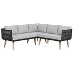 Garten Ecksofa mit Tisch 5-Sitzer ALCAMO linksseitig Akazienholz Schwarz
