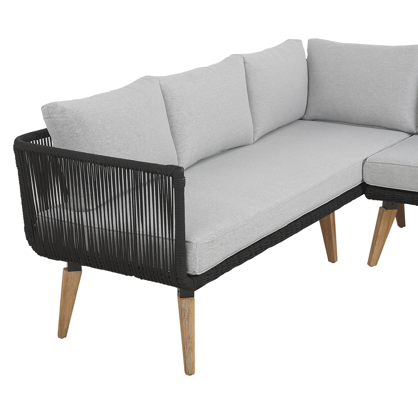 Garten Ecksofa mit Tisch 5-Sitzer ALCAMO linksseitig Akazienholz Schwarz