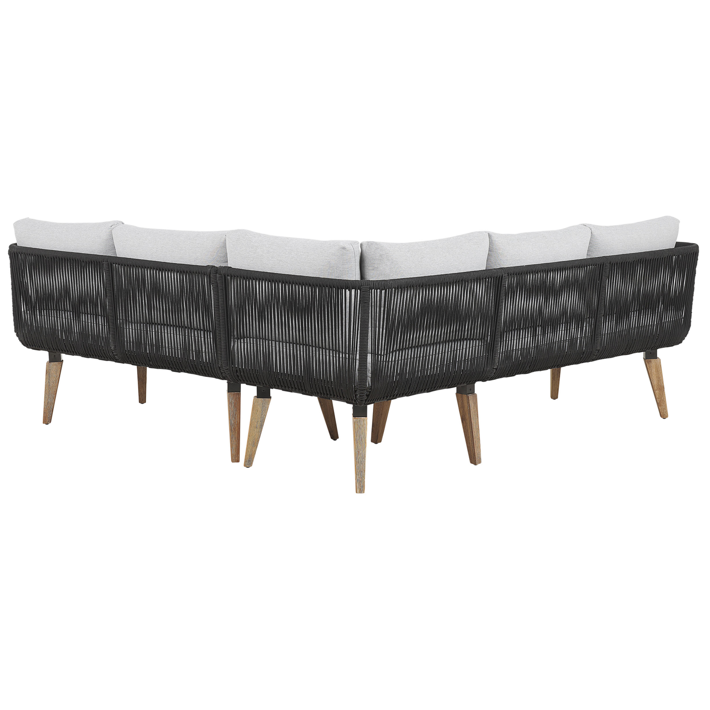 Garten Ecksofa mit Tisch 5-Sitzer ALCAMO linksseitig Akazienholz Schwarz