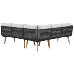 Garten Ecksofa mit Tisch 5-Sitzer ALCAMO linksseitig Akazienholz Schwarz
