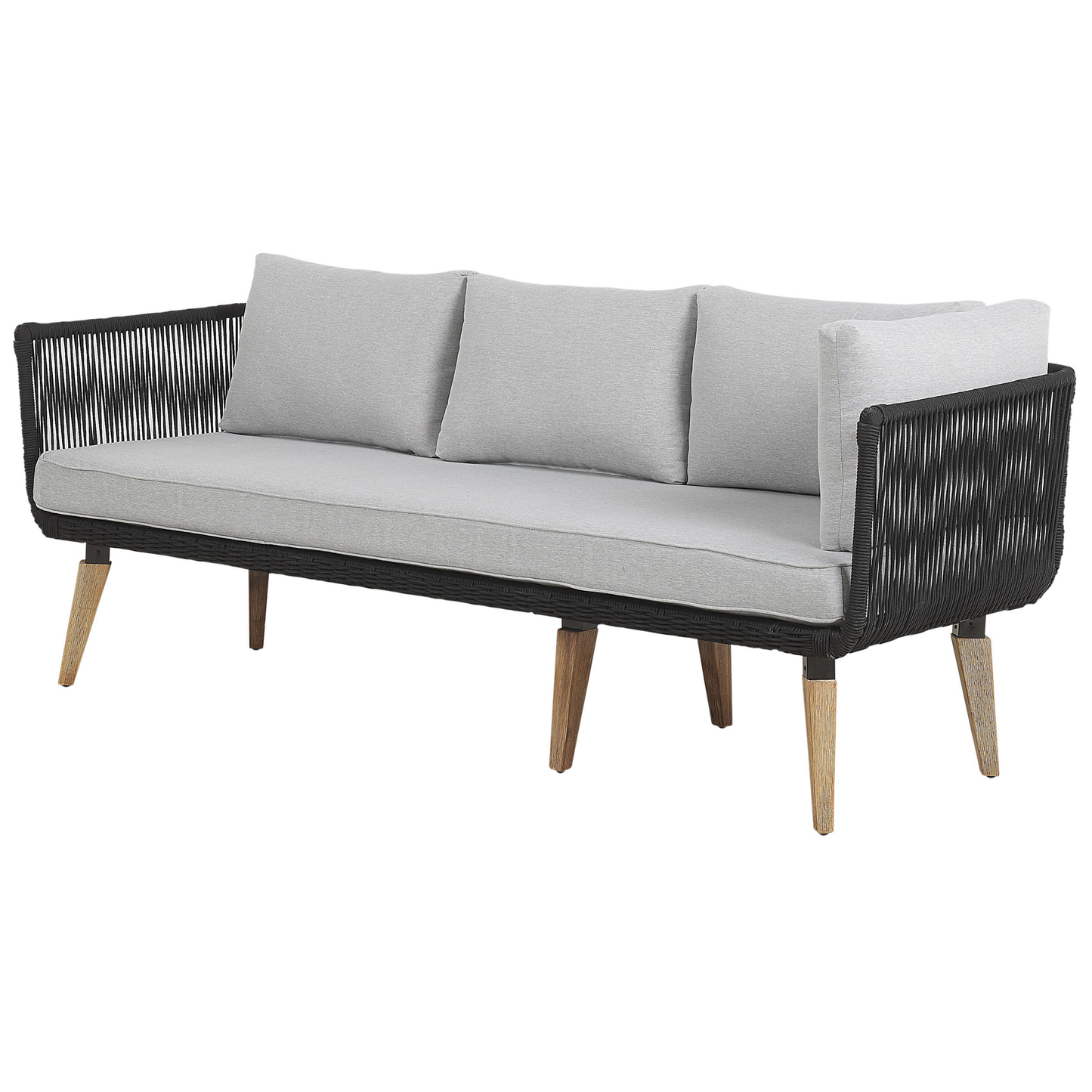 Garten Ecksofa mit Tisch 5-Sitzer ALCAMO linksseitig Akazienholz Schwarz
