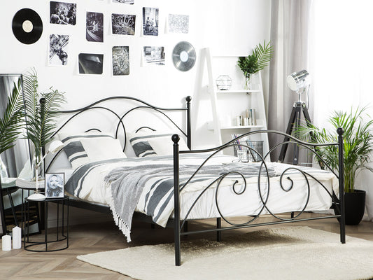 Bett mit Lattenrost Metall DINARD 140 x 200 cm Schwarz