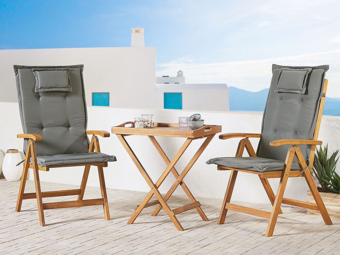 Sitzauflagen 2er Set TOSCANA 50 x 70 cm Grau