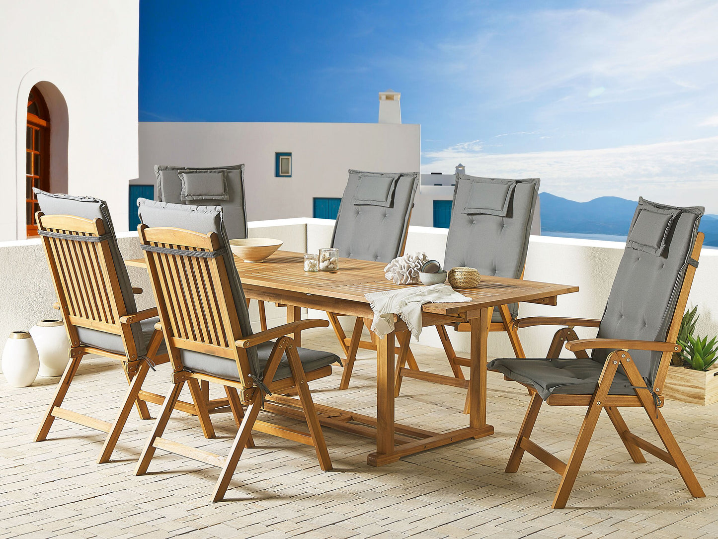 Sitzauflagen 6er Set TOSCANA 50 x 70 cm Grau