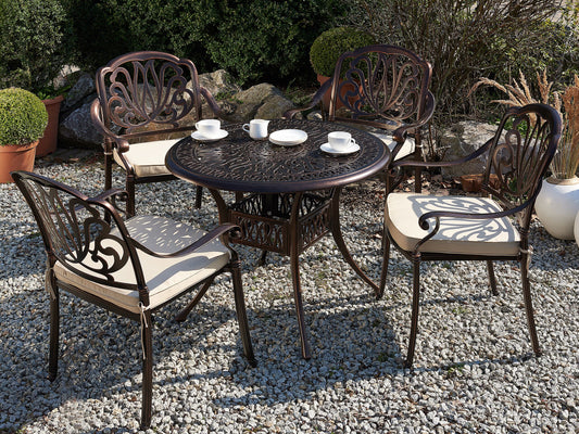 Gartentisch für 4 Personen ANCONA 90 cm 90 cm Metall Dunkelbraun