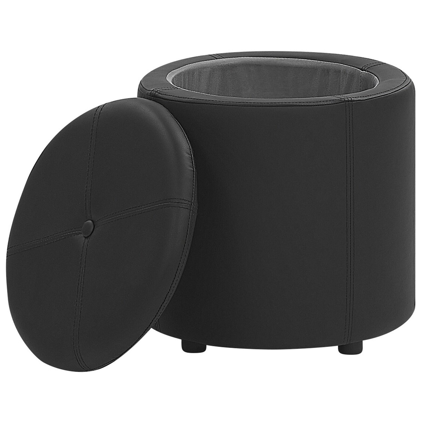 Pouf mit Stauraum Kunstleder schwarz ⌀ 38 cm MARYLAND