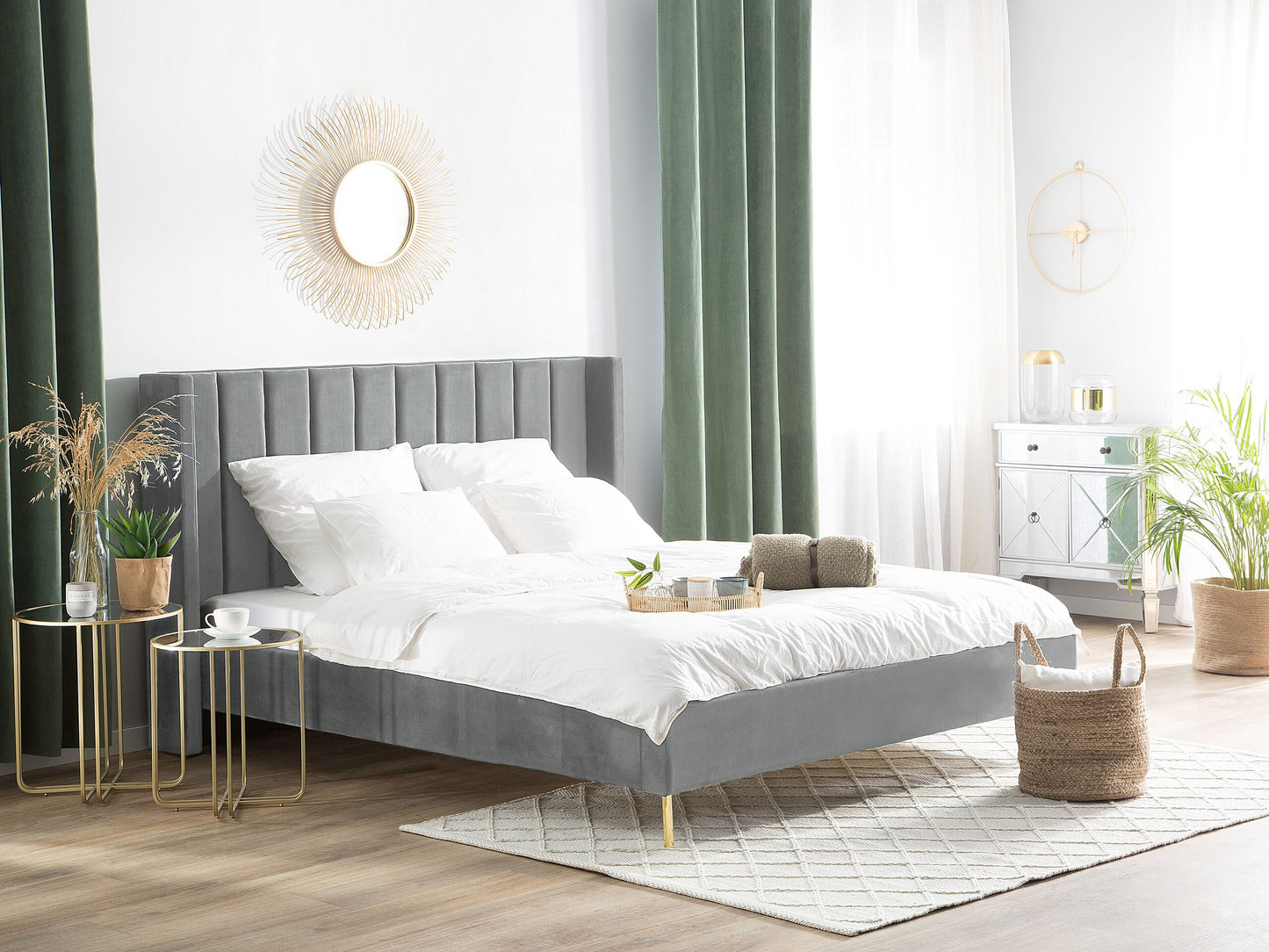 Bett mit Lattenrost Samtstoff VILLETTE 160 x 200 cm Grau