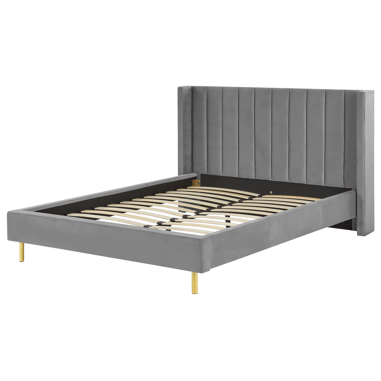 Bett mit Lattenrost Samtstoff VILLETTE 160 x 200 cm Grau