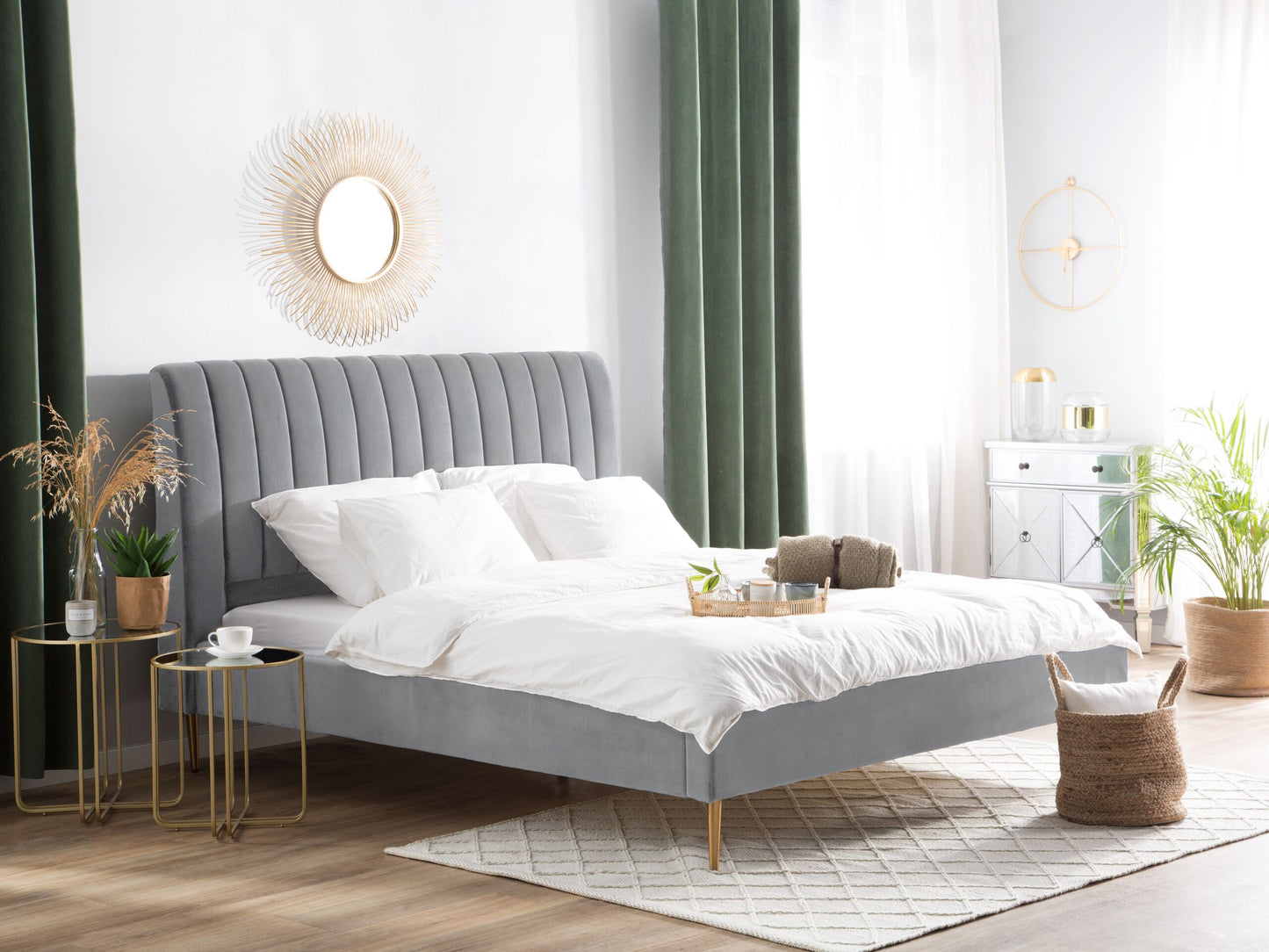 Bett mit Lattenrost Samtstoff MARVILLE 180 x 200 cm Grau
