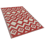 Outdoor Teppich rot 120 x 180 cm ZickZack-Muster Kurzflor DEWAS