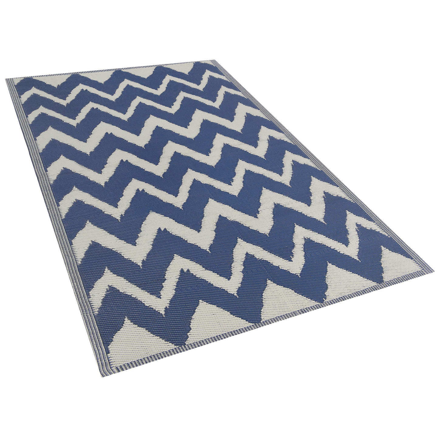 Outdoor Teppich marineblau 120 x 180 cm ZickZack-Muster Kurzflor SIRSA