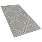 Outdoor Teppich grau 60 x 105 cm kariertes Muster Kurzflor JALNA