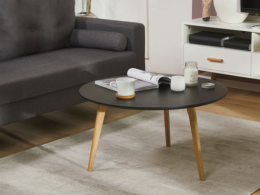 Couchtisch schwarz / hellbraun ⌀ 80 cm TENNESSEE
