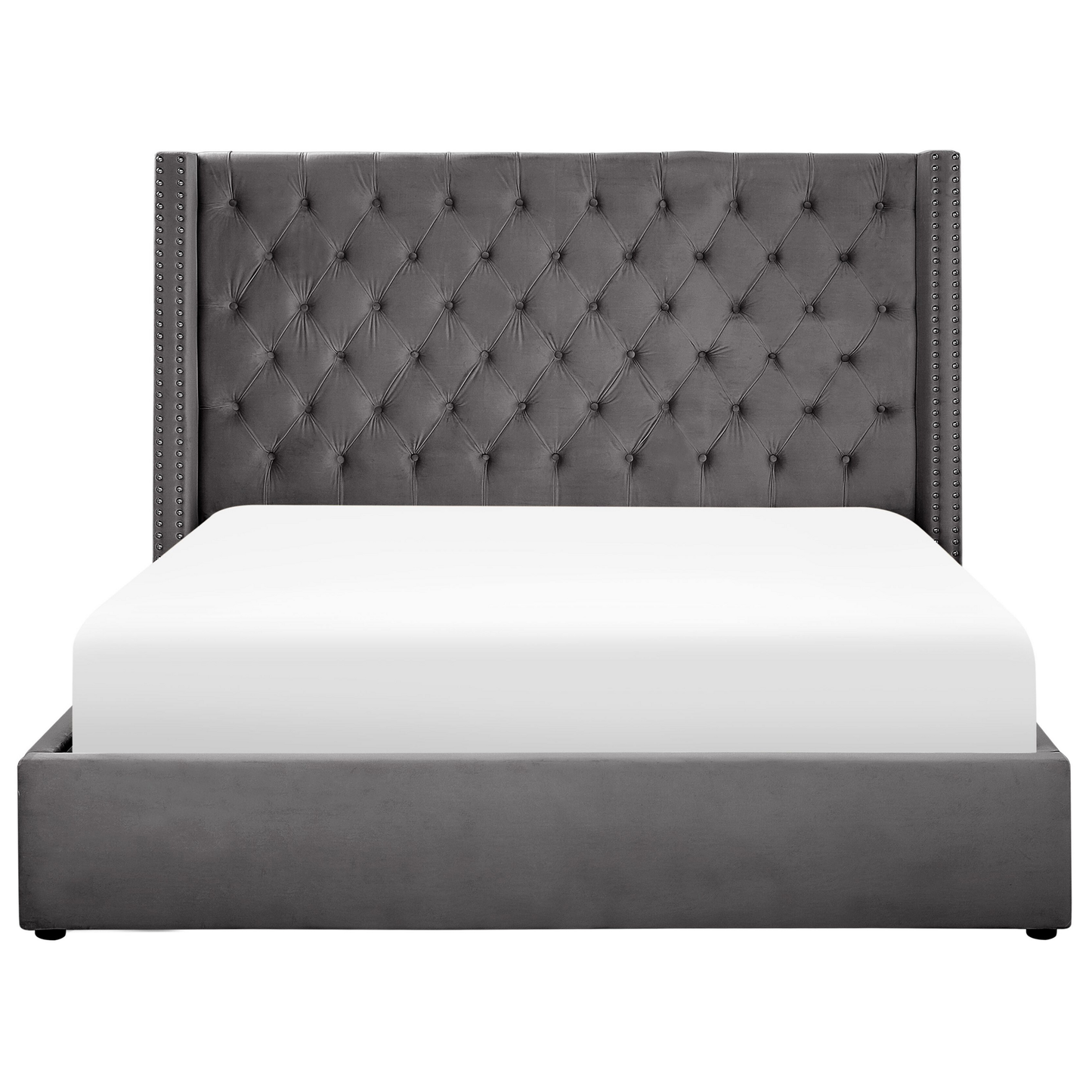 Bett mit Stauraum Samtstoff LUBBON 180 x 200 cm Grau