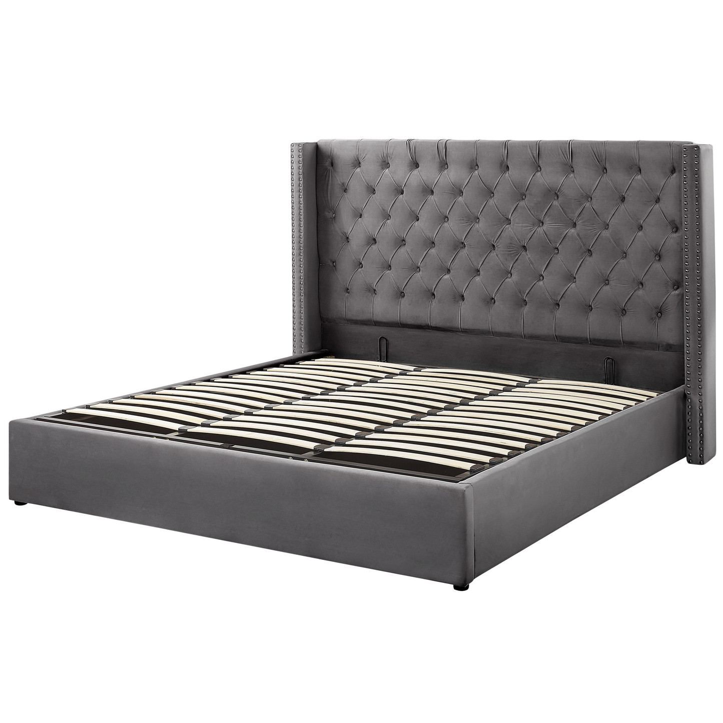 Bett mit Stauraum Samtstoff LUBBON 180 x 200 cm Grau