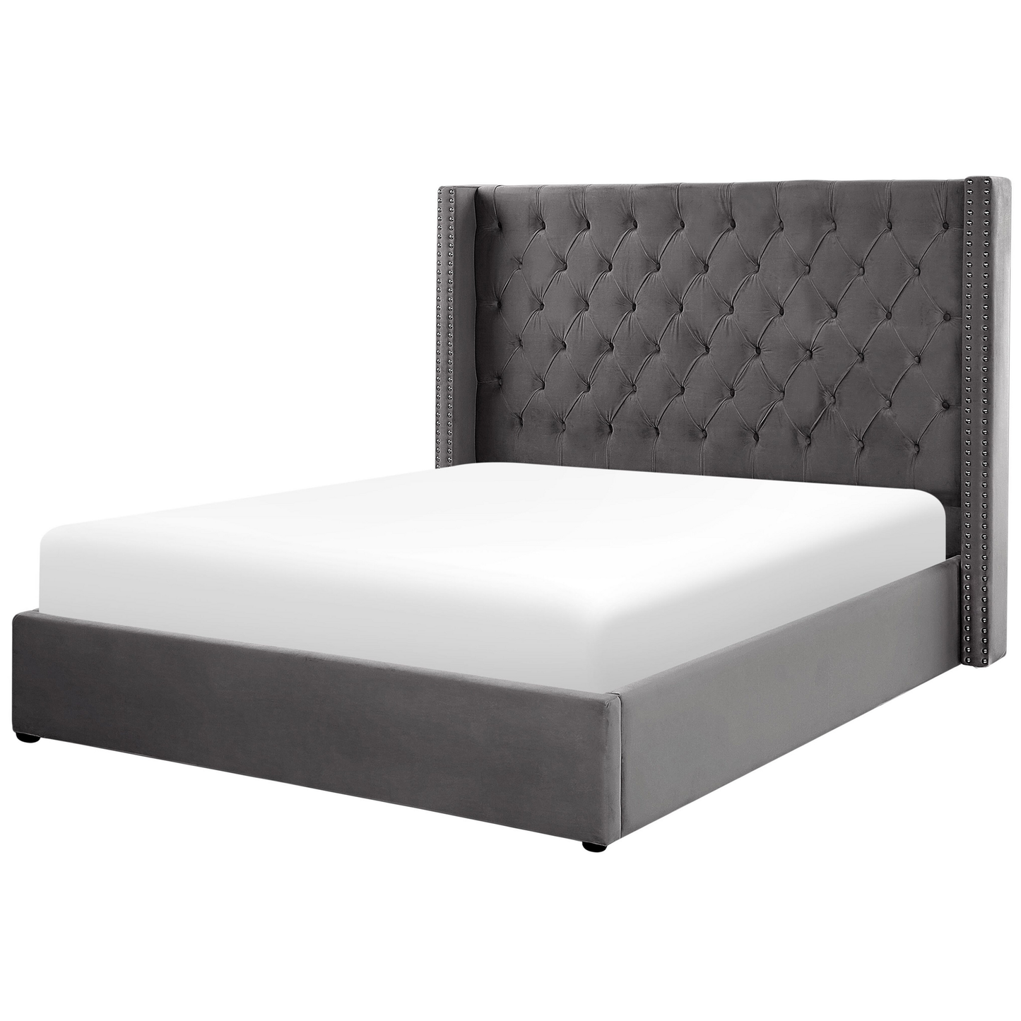 Bett mit Stauraum Samtstoff LUBBON 180 x 200 cm Grau