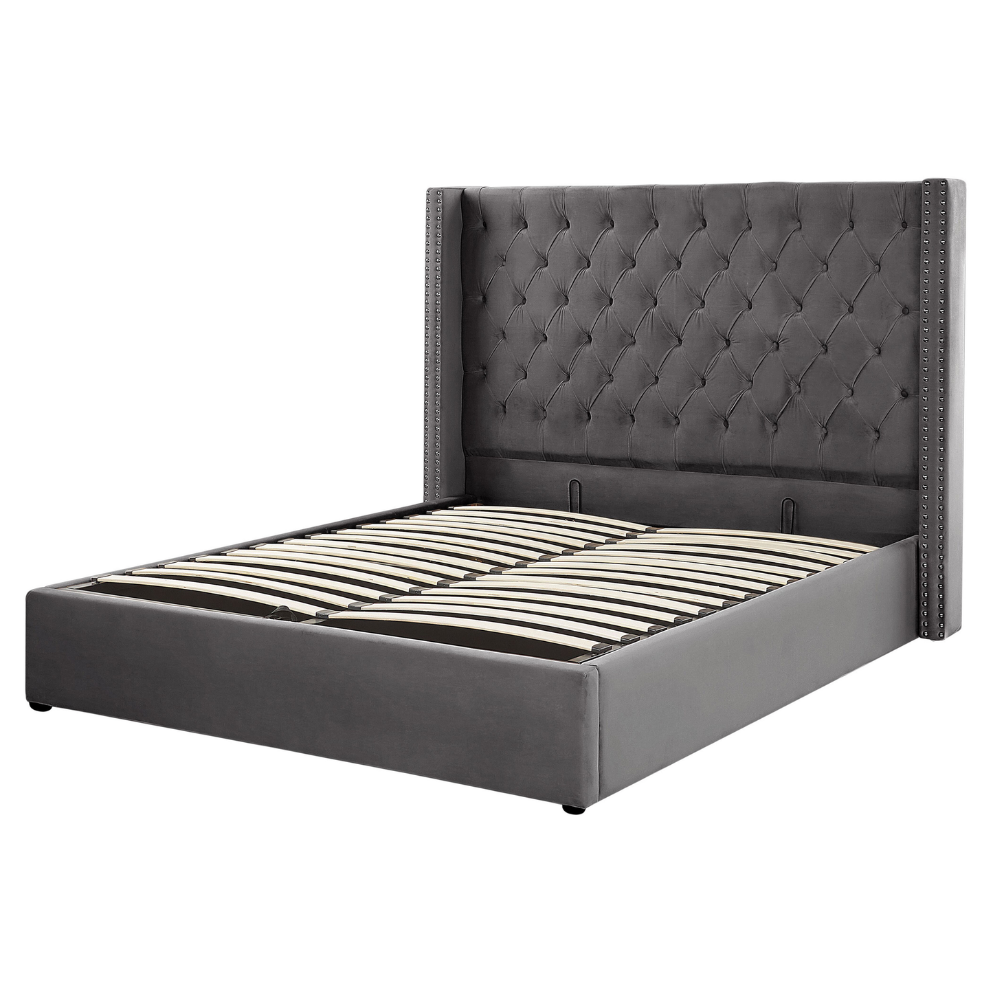 Bett mit Stauraum Samtstoff LUBBON 160 x 200 cm Grau