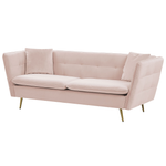 3-Sitzer Sofa Samtstoff pastellrosa mit goldenen Beinen FREDERICA