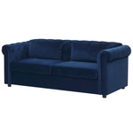 Schlafsofa 3-Sitzer Samtstoff marineblau CHESTERFIELD