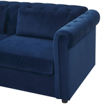 Schlafsofa 3-Sitzer Samtstoff marineblau CHESTERFIELD