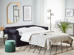 Schlafsofa 3-Sitzer Samtstoff schwarz CHESTERFIELD